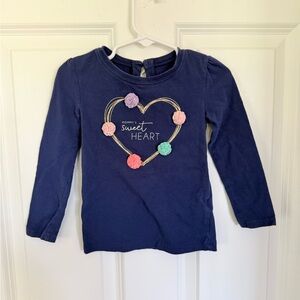 Carter's Long Sleeve Blue and Pink Tee with Heart Design - Size 2t